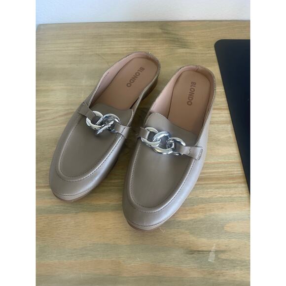 NWOT BLONDO Brylee Slip On Water Resistant Leather Loafers Mules Tan Womens 10 - Picture 2 of 5